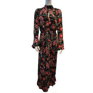 NWT MISA Los Angeles Floral Maxi Dress Size S Backless Slit Boho Chic Gown